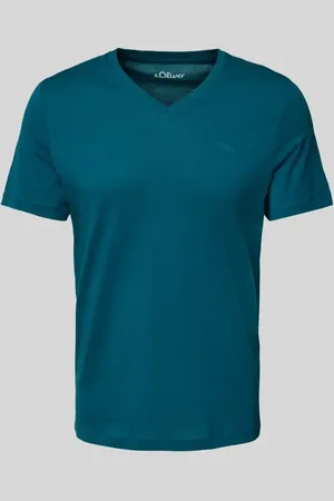 QS by s.Oliver T-shirt o kroju regular fit z czystej bawełny z dekoltem w serek