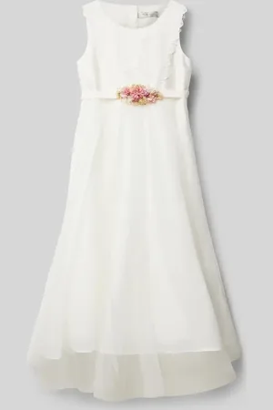 Une Hautre Couture Sukienka z kwiatową aplikacją