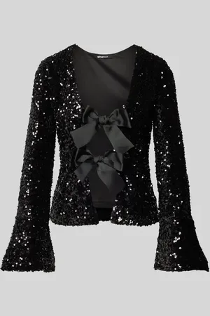 Gina Tricot Bluzka o kroju regular fit z cekinowym obszyciem model ‘Sequin’