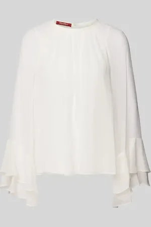 Max Mara Bluzka jedwabna o kroju regular fit z plisami model ‘ZEO’