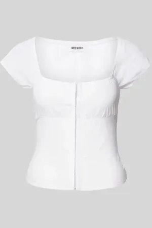 Weekday Bluzka o kroju skinny fit z prostokątnym dekoltem