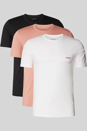 HUGO BOSS T-shirt o kroju regular fit z wiskozy z nadrukiem z logo w zestawie 3 szt.