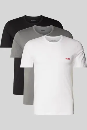 HUGO BOSS T-shirt o kroju regular fit z wiskozy z nadrukiem z logo w zestawie 3 szt.