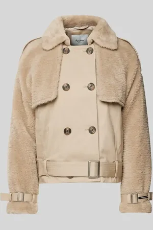 Pepe Jeans Kurtka o kroju regular fit z obszyciem ze sztucznego futra model ‘FIONA’