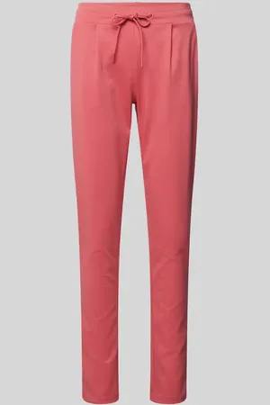 Ichi Spodnie o kroju slim fit z zakładkami w pasie i elastycznym pasem model ‘KATE’