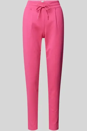 Ichi Spodnie o kroju slim fit z zakładkami w pasie i elastycznym pasem model ‘KATE’