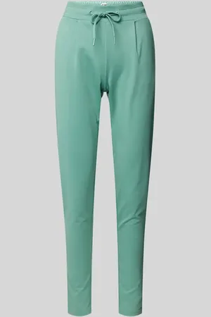 Ichi Spodnie o kroju slim fit z zakładkami w pasie i elastycznym pasem model ‘KATE’