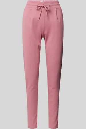 Ichi Spodnie o kroju slim fit z zakładkami w pasie i elastycznym pasem model ‘KATE’