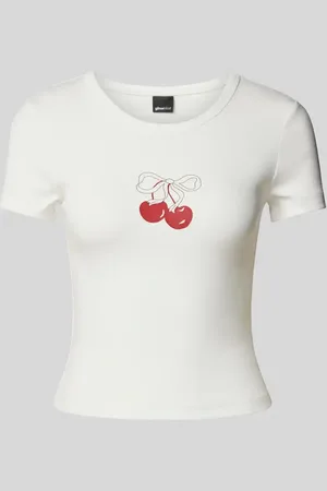 Gina Tricot T-shirt z o kroju slim fit z nadrukiem z motywem