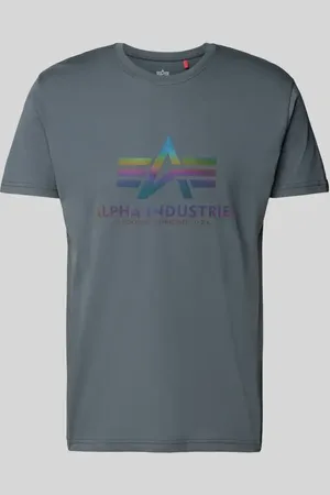 Alpha Industries T-shirt z nadrukiem z logo model ‘Rainbow’