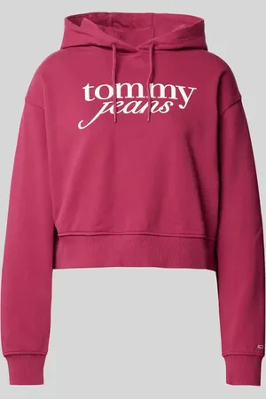 Tommy Hilfiger Bluza krótka z kapturem i nadrukiem z logo