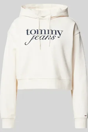 Tommy Hilfiger Bluza krótka z kapturem i nadrukiem z logo
