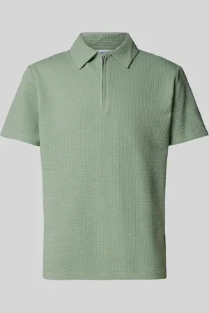 SELECTED Koszulka polo z krótkim zamkiem błyskawicznym model ‘SANDER’