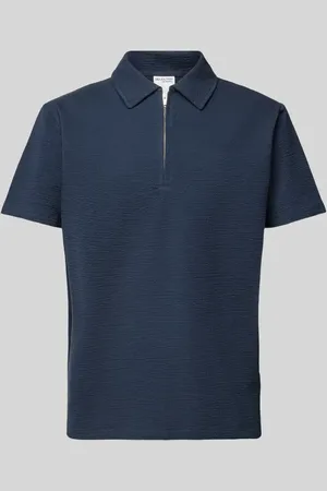 SELECTED Koszulka polo z krótkim zamkiem błyskawicznym model ‘SANDER’
