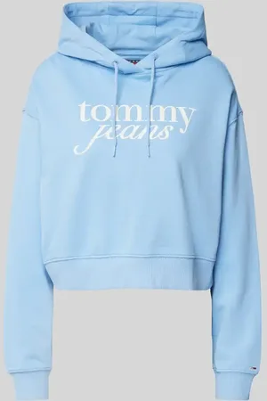 Tommy Hilfiger Bluza krótka z kapturem i nadrukiem z logo