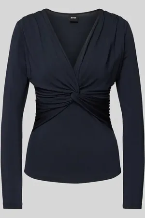 HUGO BOSS Bluzka z długim rękawem i wiązanym detalem model ‘Eulori’