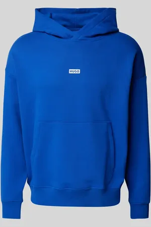 Hugo Blue Bluza z kapturem i nadrukiem z logo model ‘Nazardo’