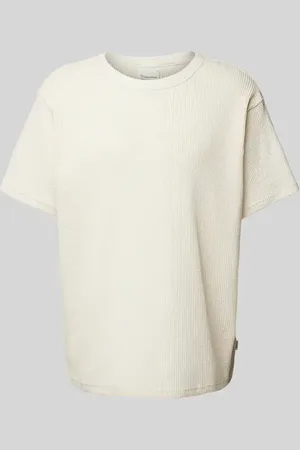 Knowledge Cotton Apparal T-shirt z detalem z logo