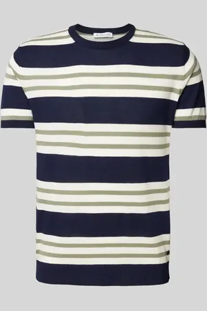 Manuel Ritz T-shirt z prążkowanym okrągłym dekoltem