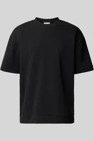 Lindbergh T-shirt o kroju oversized z okrągłym, prążkowanym dekoltem