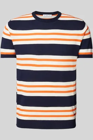 Manuel Ritz T-shirt z prążkowanym okrągłym dekoltem