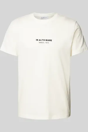 Manuel Ritz T-shirt z prążkowanym okrągłym dekoltem