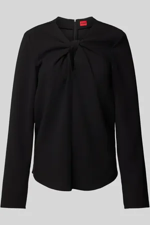 HUGO BOSS Bluzka o kroju regular fit z wycięciem w kształcie łezki model ‘Camola’