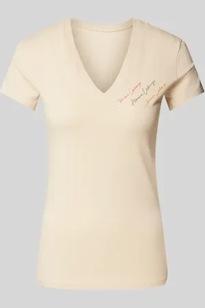 Armani Exchange T-shirt z obszyciem ozdobnymi kamieniami z logo