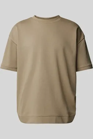 Lindbergh T-shirt o kroju oversized z okrągłym, prążkowanym dekoltem