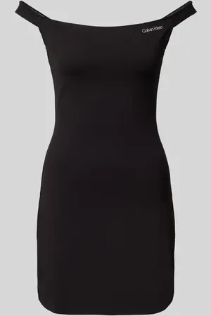 Calvin Klein Sukienka z odkrytymi ramionami i wyhaftowanym logo