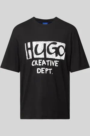 Hugo Blue T-shirt z nadrukiem z logo model ‘Nugocrea’