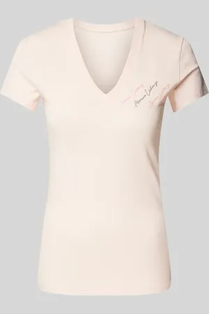Armani Exchange T-shirt z obszyciem ozdobnymi kamieniami z logo