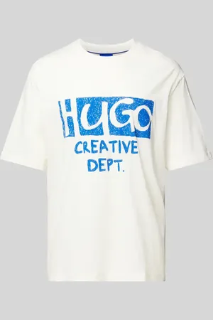 Hugo Blue T-shirt z nadrukiem z logo model ‘Nugocrea’