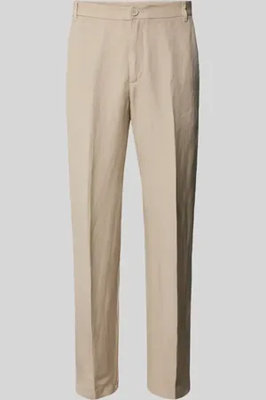 Armani Exchange Spodnie lniane o kroju tapered fit w kant
