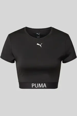 PUMA T-shirt o krótkim kroju z nadrukiem z logo