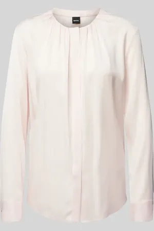HUGO BOSS Bluzka jedwabna o kroju regular fit z plisami model ‘Banorah’