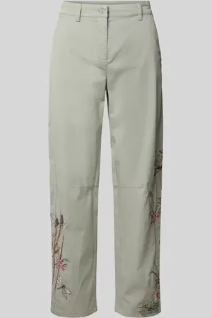 Cambio Spodnie o kroju tapered fit z wyhaftowanym motywem model ‘EVE’