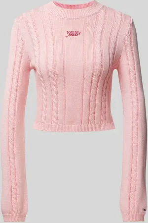 Tommy Hilfiger Sweter krótki z dzianiny z czystej bawełny