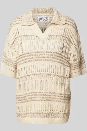 Jake*s Koszulka polo o kroju regular fit z ażurowym wzorem