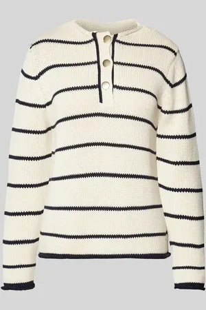 Brax Sweter z dzianiny z krótką listwą guzikową