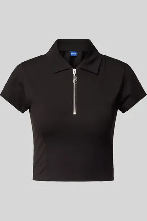 Hugo Blue T-shirt z listwą na zamek błyskawiczny model ‘Dastaja’