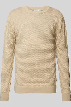 Knowledge Cotton Apparal Sweter z dzianiny z fakturowanym wzorem model ‘VAGN’