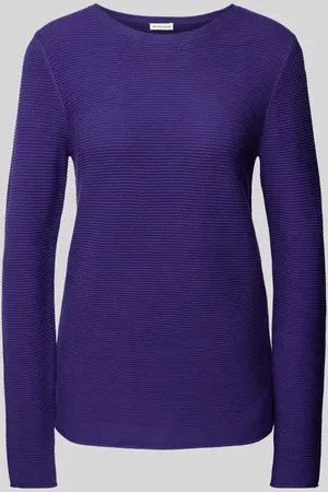 TOM TAILOR Sweter z dzianiny o kroju regular fit z czystej bawełny ze zrolowanymi wykończeniami