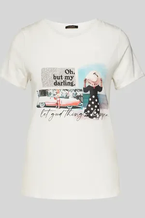 More & More T-shirt z nadrukiem z motywem i napisem