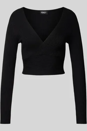 ONLY Bluzka z długim rękawem o kroju slim fit z prążkowanej dzianiny model ‘HONOR’