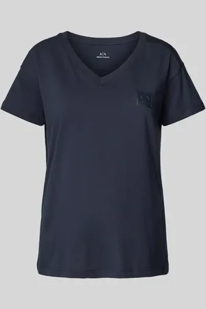 Armani Exchange T-shirt z prążkowanym dekoltem w serek