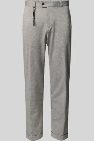 Club of Gents Spodnie materiałowe o kroju tapered fit z aplikacją model ‘Clow’