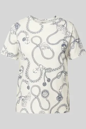 GANT T-shirt z prążkowanym okrągłym dekoltem