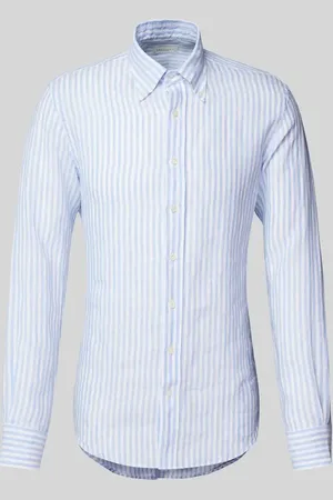 Profuomo Koszula lniana o kroju slim fit z kołnierzykiem typu button down