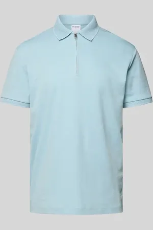 SELECTED Koszulka polo z krótkim zamkiem błyskawicznym
